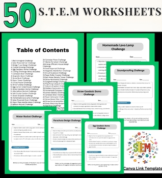 Preview of S.T.E.M Worksheets with Questions | SCIENCE, TECHNOLOGY, ENGINEERING, and MATH