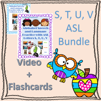 Preview of Speech and Language Letters S, T, U, V ASL Video and Flashcards Bundle