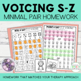 S-Z Voicing Minimal Pairs Homework | Speech Therapy