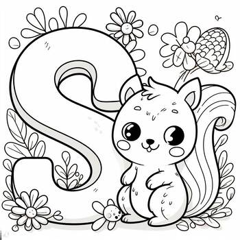 Preview of S is for Squirrels - Letters and Animals themed coloring page