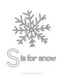 S is for snow FREE coloring page