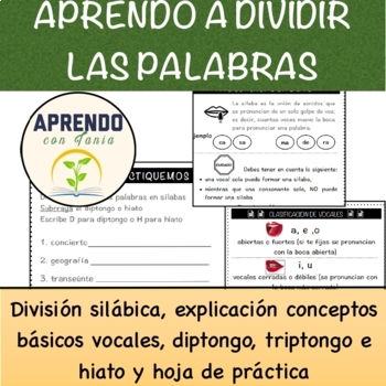 Preview of Sílaba  | Aprendo a dividir palabras  | Spanish syllable |  División silábica