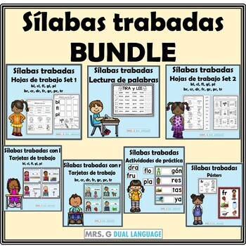 Preview of Silabas Trabadas Grupos consonánticos Spanish Blends Activities and worksheets