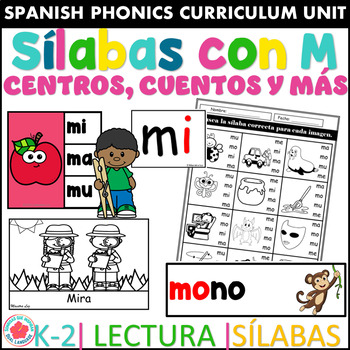 Preview of Sílabas con M letra M hojas de trabajo, centros, vocabulario y cuentos