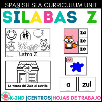 Preview of Sílabas con Z Cuentos Hojas de Trabajos Centros Letra Z