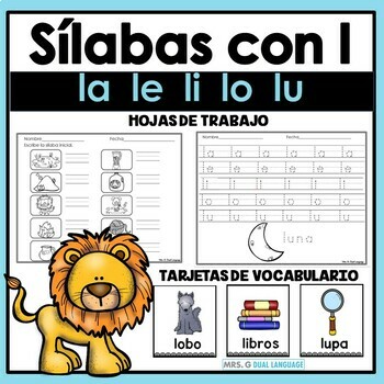 Preview of Sílabas con la letra l - la, le, li, lo, lu Hojas de trabajo.