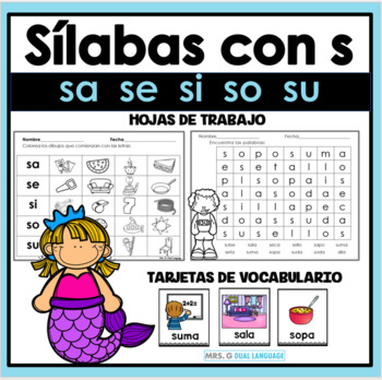 Preview of Sílabas con la letra s - sa, se, si, so, su Hojas de trabajo.