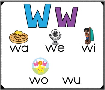 Sílabas con wa we wi wo wu by Kindergarten Maestra | TPT