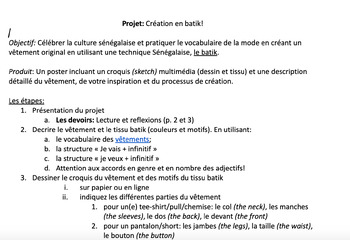 Preview of Sénégal - Les vêtements, le Batik et au marché (projet)