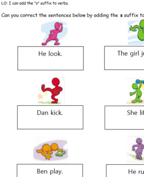 Preview of S suffix using Nouns and Verbs- 2 lessons with flip charts and worksheets