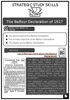 Preview of S3 Balfour Declaration 1917 Source Based Activities w/answers