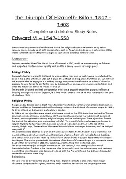 Preview of S3 Triumph of Elizabeth Tudor Advanced Study Notes