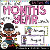 SA Font Months of the Year Flashcards with Australian Seasons