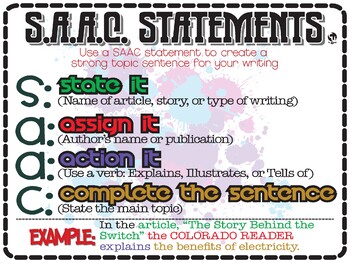 Preview of SAAC Statements for effective topic sentences