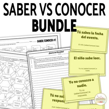 Preview of SABER vs CONOCER Spanish Practice Activity and Review Game Bundle
