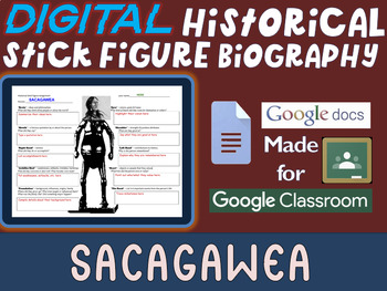 Preview of SACAGAWEA Digital Historical Stick Figure (mini bios) Editable Google Docs