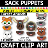 SACK PUPPET Craft Clipart FOREST ANIMALS