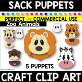 SACK PUPPET Craft Clipart ZOO ANIMALS