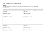 SAE Gallery Walk Guided Notes and SAE Proposal 