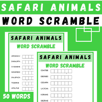 safari animals word scramble