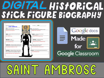 Preview of SAINT AMBROSE Digital Historical Stick Figure Biographies  (MINI BIO)