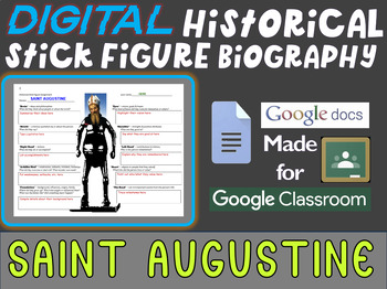 Preview of SAINT AUGUSTINE Digital Historical Stick Figure Biographies  (MINI BIO)