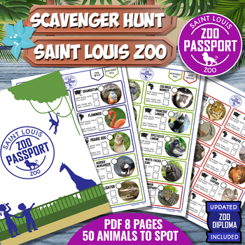 Preview of SAINT LOUIS ZOO Game Zoo Passport PDF Missouri - SCAVENGER HUNT Spot Animal game