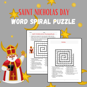 Preview of SAINT NICHOLAS DAY Word Spiral Puzzle Worksheet Activity