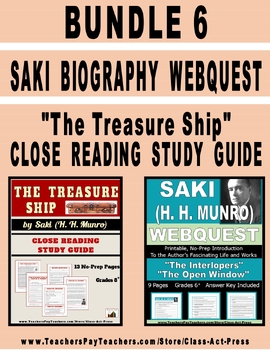 Preview of SAKI (H. H. MUNRO) BUNDLE 6 | Webquest Bio | Study Guide "The Treasure Ship"