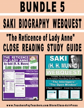 Preview of SAKI (H. H. MUNRO) BUNDLE | Webquest Bio | "The Reticence of Lady Anne"