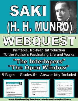 Preview of SAKI (H. H. MUNRO) Webquest | Worksheets | Printables