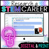 Career Exploration Worksheets for STEM Jobs Research Project