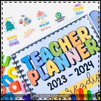 Preview of SALE 50% 48 HOURS | TEACHER PLANNER SIMPLE & BRIGHT EDITABLE 2023-2024