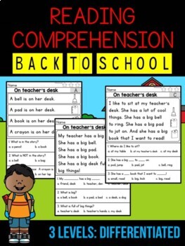 Preview of SALE: BACK TO SCHOOL - Differentiated Reading Comprehension Passages & Questions