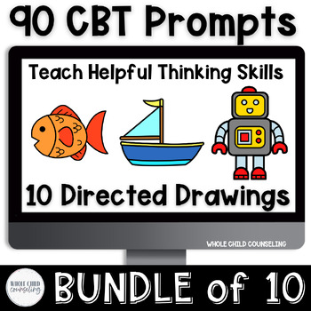 Preview of SALE CBT Tools Directed Drawing Digital and Editable Counseling Activity BUNDLE