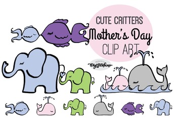 Sale Mother And Baby Animals Clipart Commercial Use Tpt
