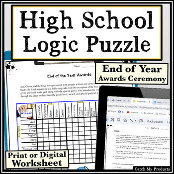 Preview of Logic Puzzle or Brain Teaser End of Year Activity for High School