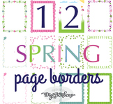 SALE- SPRING Page Borders for 8.5 x 11 US Letter, Commercial Use