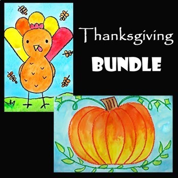 Preview of THANKSGIVING TURKEY & PUMPKIN | EASY Drawing & Painting Fall & Autumn BUNDLE