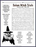 SALEM WITCH TRIALS Word Search Puzzle Worksheet Activity