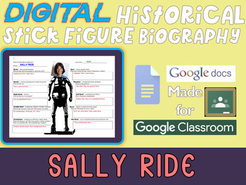Preview of SALLY RIDE Digital Stick Figure Biography for California History