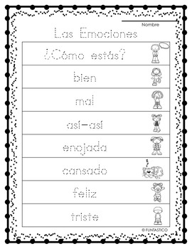 SALUDOS Y EMOCIONES WORKSHEETS by FUNtastico Spanish Materials | TpT
