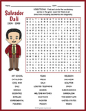 SALVADOR DALI Biography Word Search Puzzle Worksheet Activity