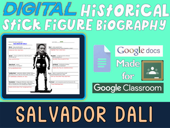 Preview of SALVADOR DALI Digital Historical Stick Figure Biography (MINI BIOS)