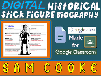 Preview of SAM COOKE - Digital Stick Figure Mini Biographies (GOOGLE DOCS)