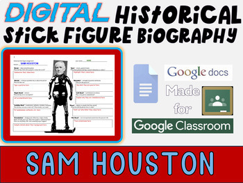 Preview of SAM HOUSTON Digital Historical Stick Figure Biographies  (MINI BIO)