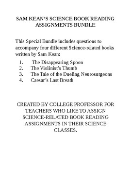 Preview of SAM KEAN'S 4 BOOK READING QUESTIONS SPECIAL BUNDLE