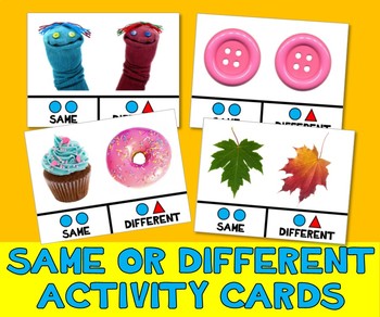 Preview of SAME & DIFFERENT PHOTO TASK CARDS autism aba speech therapy activity