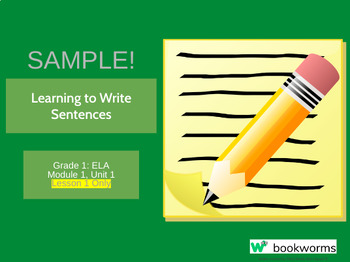 Preview of SAMPLE 1st Grade ELA Google Slides- Bookworms Supplement