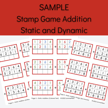 Preview of SAMPLE Addition Stamp Game Static and Dynamic